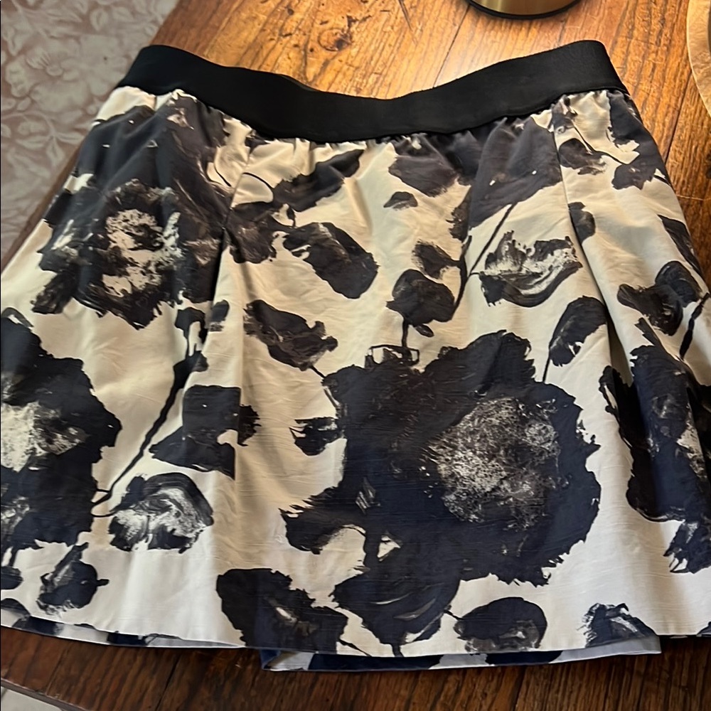 J. Crew Black and Cream Floral Mini Skirt